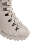 Women's Beige Short Heeled Leather Boots | Derimod Women's Beige Short Heeled Leather Boots | Derimod