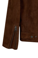 Howard Male Brown Slim-Fit Suede Leather Jacket | Derimod Howard Male Brown Slim-Fit Suede Leather Jacket | Derimod