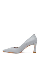 Woman Light Blue Thick-Heeled Leather Stiletto | Derimod Woman Light Blue Thick-Heeled Leather Stiletto | Derimod