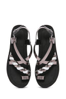 Women's Anthracite Ankle Strap Metallic Sandals | Derimod Women's Anthracite Ankle Strap Metallic Sandals | Derimod
