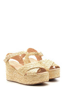 Women's Wedge Heeled Straw Sandals | Derimod Women's Wedge Heeled Straw Sandals | Derimod