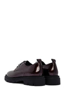 Women's Burgundy Lace-Up Patent Leather Masculine Shoes | Derimod Women's Burgundy Lace-Up Patent Leather Masculine Shoes | Derimod