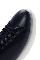 Erkek Lacivert Kalın Tabanlı Bağcıklı Deri Sneaker | Derimod Erkek Lacivert Kalın Tabanlı Bağcıklı Deri Sneaker | Derimod