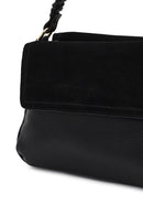 Woman Black Long-Strap Suede Shoulder Bag | Derimod Woman Black Long-Strap Suede Shoulder Bag | Derimod