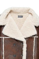 Colorado Women's Brown Double Breasted Teddy Coat | Derimod Colorado Women's Brown Double Breasted Teddy Coat | Derimod