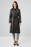 Beyonce Women's Black Leather Coat | Derimod Beyonce Women's Black Leather Coat | Derimod