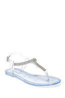 Women's White Transparent Stone Flip Flops Sandals | Derimod Women's White Transparent Stone Flip Flops Sandals | Derimod
