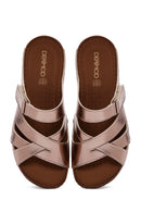 Women's Bronze Comfort Slippers | Derimod Women's Bronze Comfort Slippers | Derimod