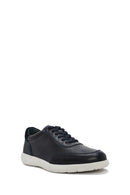 Erkek Lacivert Bağcıklı Deri Casual Sneaker | Derimod Erkek Lacivert Bağcıklı Deri Casual Sneaker | Derimod