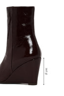 Woman Burgundy Zip Closure Wedge Heel Leather Boots | Derimod Woman Burgundy Zip Closure Wedge Heel Leather Boots | Derimod