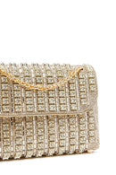 Women's Gold Long Strap Stone Evening Shoulder Bag | Derimod Women's Gold Long Strap Stone Evening Shoulder Bag | Derimod
