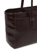 Woman Brown Croc-Embossed Shoulder Bag | Derimod Woman Brown Croc-Embossed Shoulder Bag | Derimod