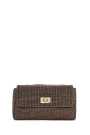 Women's Brown Long Chain Strap Straw Shoulder Bag | Derimod Women's Brown Long Chain Strap Straw Shoulder Bag | Derimod