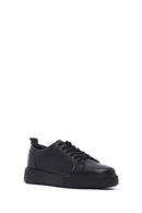 Erkek Siyah Bağcıklı Deri Sneaker | Derimod Erkek Siyah Bağcıklı Deri Sneaker | Derimod