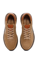 Men's Beige Lace-Up Nubuck Leather Casual Sneaker | Derimod Men's Beige Lace-Up Nubuck Leather Casual Sneaker | Derimod
