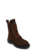 Harley Davidson Woman Brown Rebel Nubuck Leather Combat Boots | Derimod Harley Davidson Woman Brown Rebel Nubuck Leather Combat Boots | Derimod