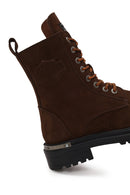 Harley Davidson Woman Brown Rebel Nubuck Leather Combat Boots | Derimod Harley Davidson Woman Brown Rebel Nubuck Leather Combat Boots | Derimod