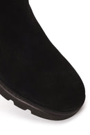 Male Black Thick-Soled Nubuck Leather Chelsea Boots | Derimod Male Black Thick-Soled Nubuck Leather Chelsea Boots | Derimod