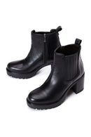 Women's Black Leather Heeled Chelsea Boots | Derimod Women's Black Leather Heeled Chelsea Boots | Derimod
