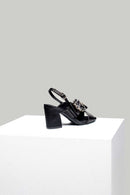 Women's Black Faux Leather Sandals | Derimod Women's Black Faux Leather Sandals | Derimod