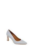 Woman Light Blue Thick-Heeled Leather Stiletto | Derimod Woman Light Blue Thick-Heeled Leather Stiletto | Derimod