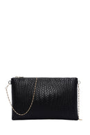 Woman Black Chain-Strap Woven Clutch Bag | Derimod Woman Black Chain-Strap Woven Clutch Bag | Derimod