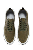 Men's Khaki Lace-up Leather Sneaker | Derimod Men's Khaki Lace-up Leather Sneaker | Derimod
