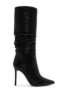 Women's Black High Thin Heel Leather Boots | Derimod Women's Black High Thin Heel Leather Boots | Derimod