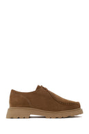 Woman Camel Lace-Up Suede Leather Masculine Shoes | Derimod Woman Camel Lace-Up Suede Leather Masculine Shoes | Derimod