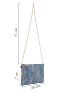 Women's Blue Long Chain Strap Jean Fabric Clutch Bag | Derimod Women's Blue Long Chain Strap Jean Fabric Clutch Bag | Derimod