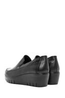 Women's Black Leather Wedge Heeled Comfort Shoes | Derimod Women's Black Leather Wedge Heeled Comfort Shoes | Derimod