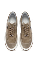 Men's Mink Thick Sole Lace-up Suede Leather Sneaker | Derimod Men's Mink Thick Sole Lace-up Suede Leather Sneaker | Derimod