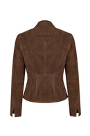 Lara Woman Brown Short Suede Jacket | Derimod Lara Woman Brown Short Suede Jacket | Derimod