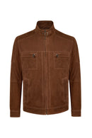Wade Male Brown Slim-Fit Suede Jacket | Derimod Wade Male Brown Slim-Fit Suede Jacket | Derimod