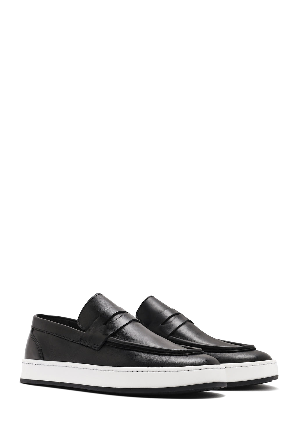 Erkek Siyah Spor Deri Loafer