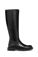 Geox Women's Black Serilda Zippered Leather Boots | Derimod Geox Women's Black Serilda Zippered Leather Boots | Derimod