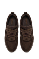 Woman Brown Lace-Up Chunky-Sole Patterned Leather Sneaker | Derimod Woman Brown Lace-Up Chunky-Sole Patterned Leather Sneaker | Derimod
