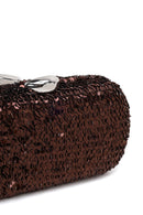Woman Bronze Sequin Mini Box Evening Bag with Chain Strap | Derimod Woman Bronze Sequin Mini Box Evening Bag with Chain Strap | Derimod