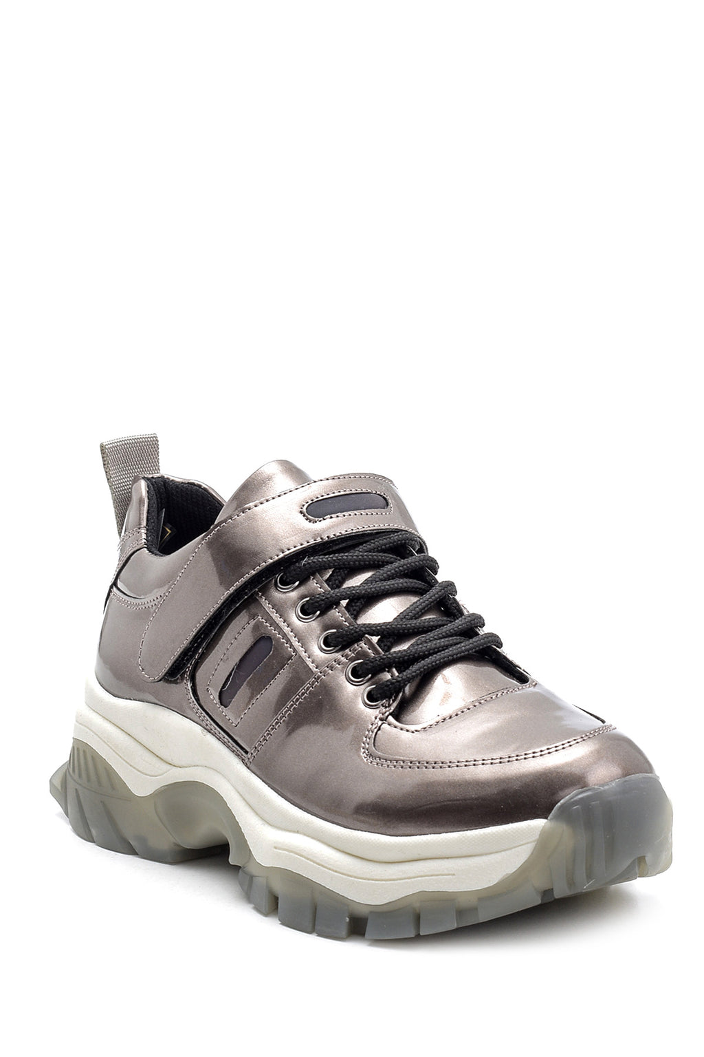 Kadın Yüksek Tabanlı Rugan Detaylı Sneaker