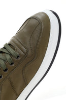 Men's Khaki Lace-up Leather Sneaker | Derimod Men's Khaki Lace-up Leather Sneaker | Derimod