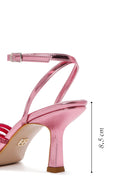 Women's Pink Ankle Strap Stone Thin Heel Sandals | Derimod Women's Pink Ankle Strap Stone Thin Heel Sandals | Derimod