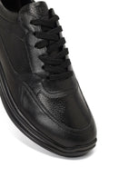 Male Black Lace-Up Thick-Soled Leather Sneaker | Derimod Male Black Lace-Up Thick-Soled Leather Sneaker | Derimod