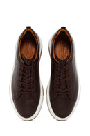 Erkek Kahverengi Bağcıklı Kalın Tabanlı Deri Sneaker | Derimod