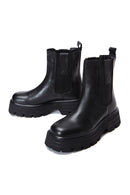 Women's Black Thick Soled Chelsea Leather Flat Boots | Derimod Women's Black Thick Soled Chelsea Leather Flat Boots | Derimod