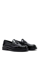 Kadın Siyah Rugan Deri Maskülen Loafer | Derimod Kadın Siyah Rugan Deri Maskülen Loafer | Derimod