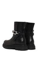 Woman Black Zip Closure Thick-Soled Leather Boots | Derimod Woman Black Zip Closure Thick-Soled Leather Boots | Derimod