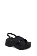 Woman Black Thick-Soled Leather Sandal | Derimod Woman Black Thick-Soled Leather Sandal | Derimod