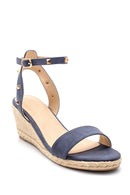 Women's Suede Wedge Heeled Sandals | Derimod Women's Suede Wedge Heeled Sandals | Derimod