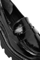 Kadın Siyah Rugan Deri Maskülen Loafer | Derimod Kadın Siyah Rugan Deri Maskülen Loafer | Derimod