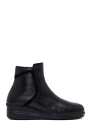 Kadın Siyah Fermuarlı Deri Konfor Bot | Derimod Kadın Siyah Fermuarlı Deri Konfor Bot | Derimod